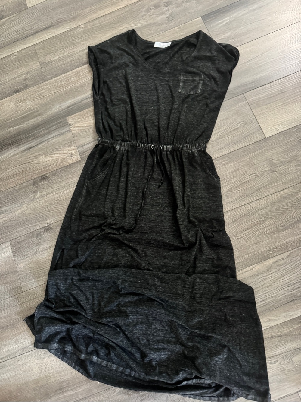 Time and Tru Black V-Neck Drawstring Maxi Dress XL